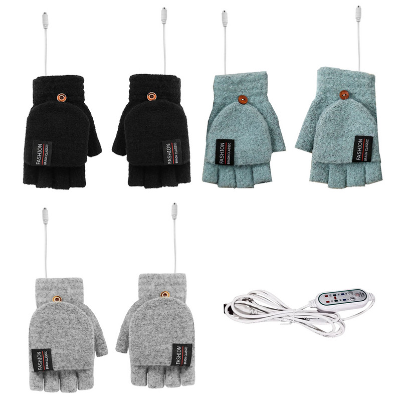 Mănuși cu încălzire electrică prin USB Mănuși cu două fețe pentru încălzire Mănuși Reîncărcabile Impermeabil Temperatură reglabilă Ciclism Schi