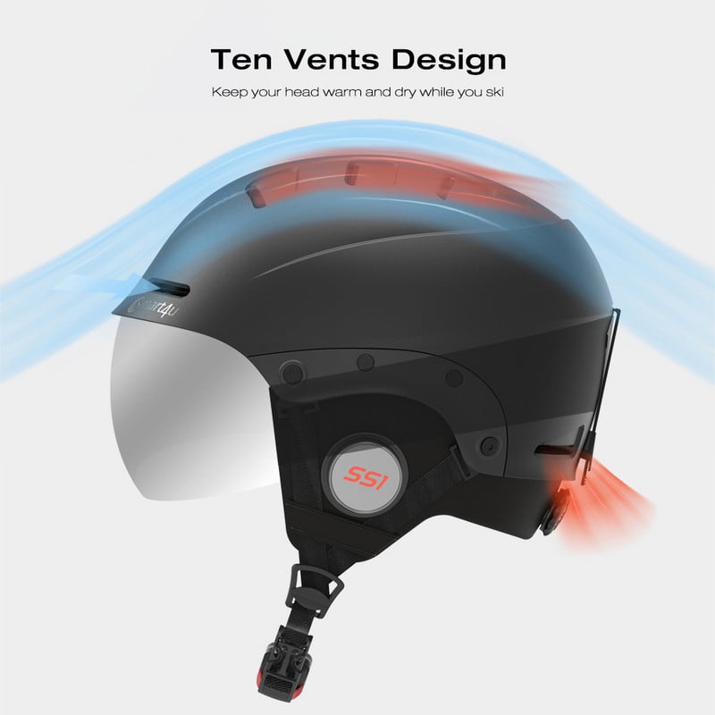 Slidinėjimo šalmas Bluetooth Smart Neperšlampamas Slidinėjimo Vyrų Snieglentės Šalmas Moteriškas Čiuožimas Riedlentės Slidinėjimo Slidinėjimo Sniego įranga Vaikams