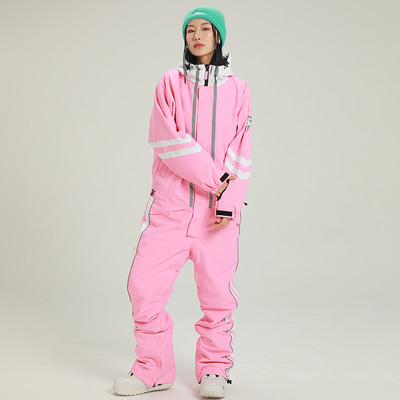 Vízálló női egyrészes síruha kapucnis női sízuhany, téli sport női hóruha Snowboard overál hegyi ruha
