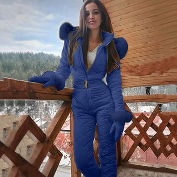 Зимни дамски модни еднокомпонентни ски гащеризони Дебел горещ ски костюм за сноуборд Спорт на открито Ски костюм с цип Суичъри Ски анцузи