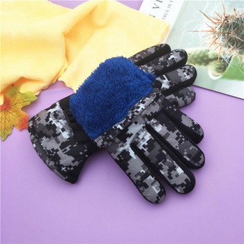 2021 Детски ръкавици Зимни поларени топли камуфлажни ръкавици Детска мода за момчета и момичета Дебели ръкавици за ски на открито 7-11 години