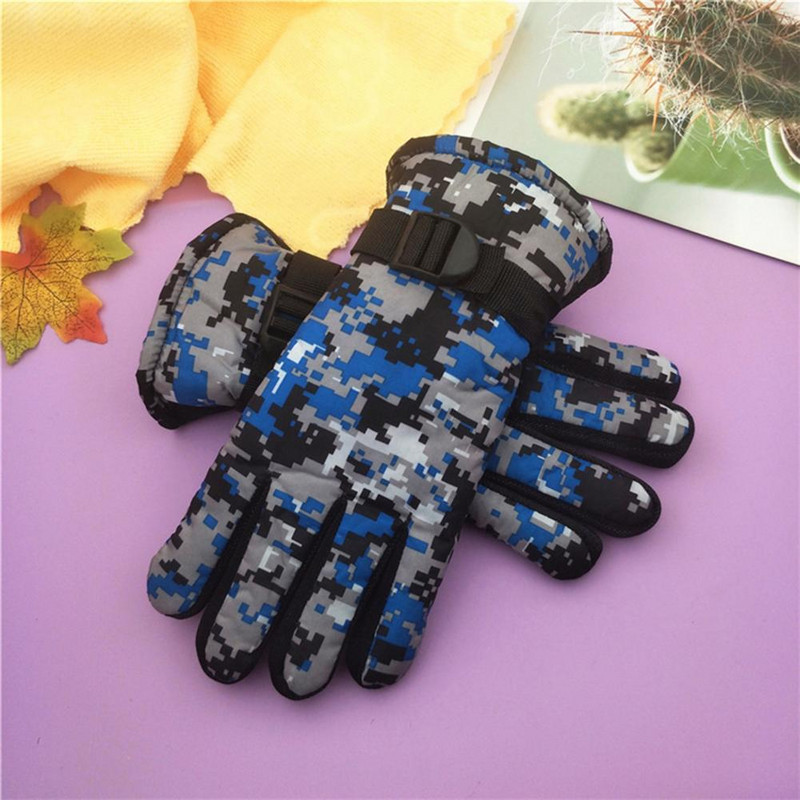 2021 Mănuși pentru copii de iarnă din lână Mănuși de camuflaj calde la modă pentru copii băieți și fete mănuși groase de schi în aer liber 7-11 ani