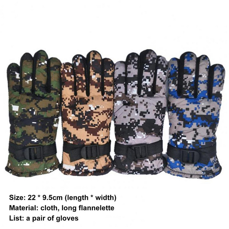 2021 Mănuși pentru copii de iarnă din lână Mănuși de camuflaj calde la modă pentru copii băieți și fete mănuși groase de schi în aer liber 7-11 ani