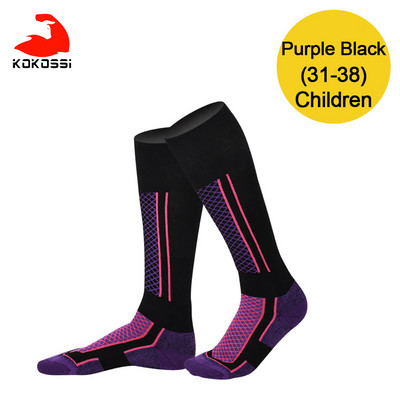 KoKossi lauko slidinėjimo kojinės ilgos aukšto vamzdžio žieminės storos šilto rankšluosčio apatinės alpinizmo snieglenčių sportinės kojinės suaugusiems vaikams