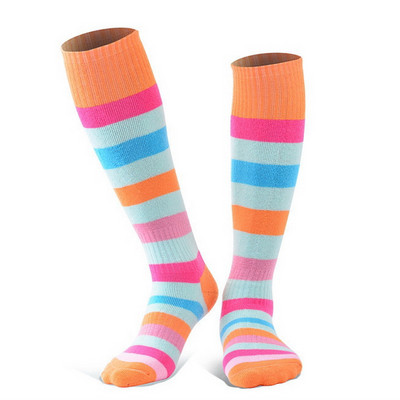 Vaikams šiltos žieminės slidinėjimo kojinės berniukams mergaitėms ilgos dryžuotos storos termo kojinės, skirtos riedučiams čiuožti snieglente, sniego sportinės kojinės