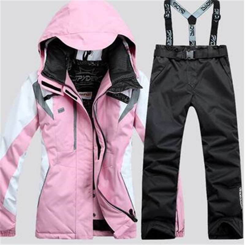 Spider Нов дамски ски костюм Ски яке + панталон в стил на драскулки Женски комплект за сноуборд Палто и панталон за сноуборд Дамски ски костюм