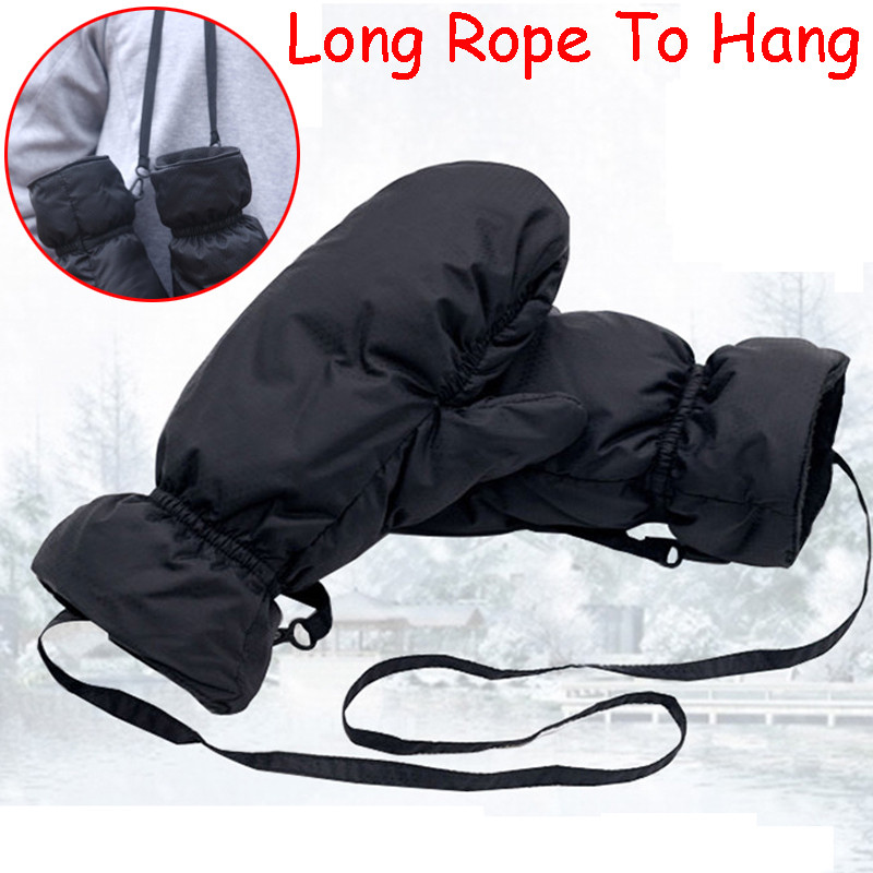 Pūkinės plunksnos terminės snieglenčių slidinėjimo pirštinės vyriškos moteriškos žiema šiltas sniegas kalnas slidinėjimas sniego motociklo kumštinės pirštinės vaikams ilgas virvės pakabinimas