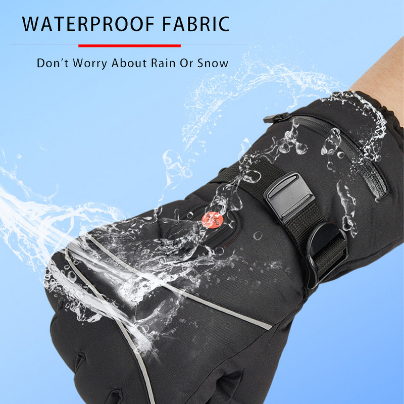 Žiemos šildomos pirštinės su jutikliniu ekranu motociklų pirštinės, vandeniui atsparios šiluminės rankų šildytuvas, skirtas lauko dviračių žygiams, slidinėjimui vyrams