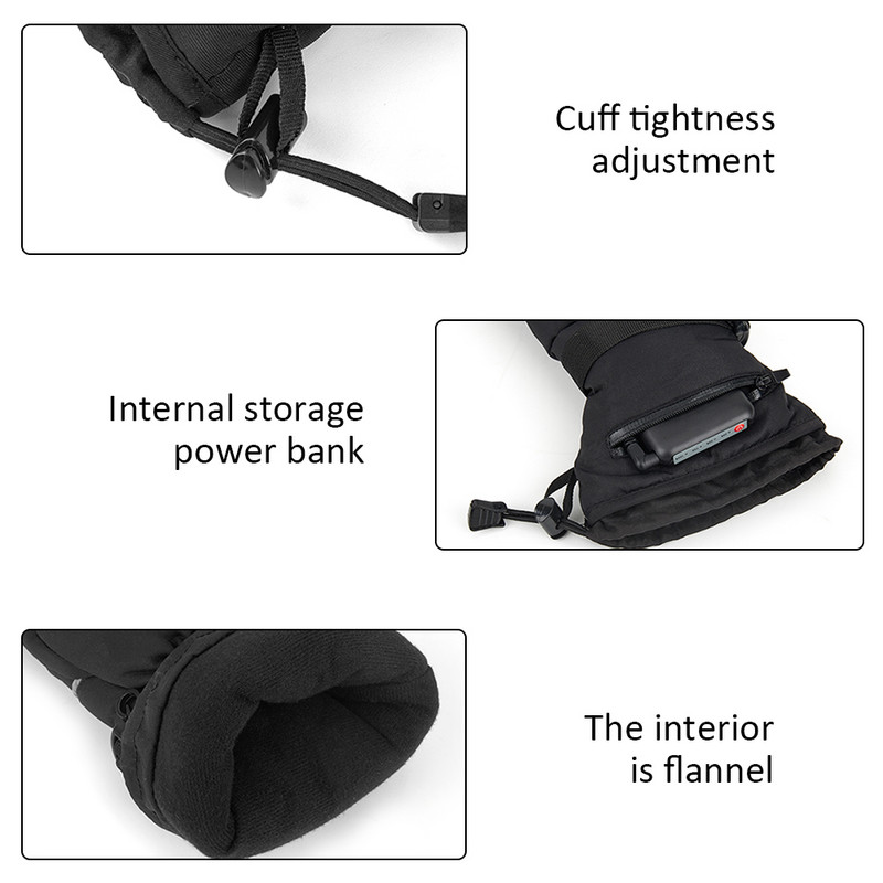 Žiemos šildomos pirštinės su jutikliniu ekranu motociklų pirštinės, vandeniui atsparios šiluminės rankų šildytuvas, skirtas lauko dviračių žygiams, slidinėjimui vyrams