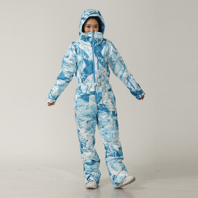 Žiemos moterų snieglenčių sportinis kombinezonas, storas šiltas moteriškas sniego kostiumas.