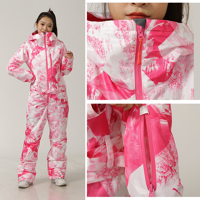 Žiemos moterų snieglenčių sportinis kombinezonas, storas šiltas moteriškas sniego kostiumas.