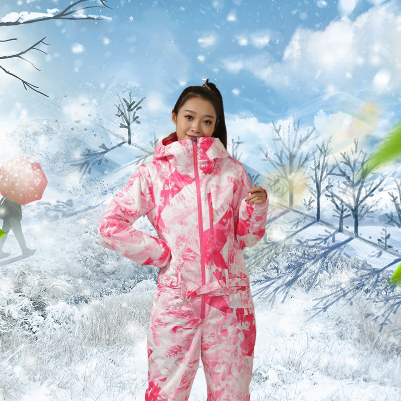Žiemos moterų snieglenčių sportinis kombinezonas, storas šiltas moteriškas sniego kostiumas.