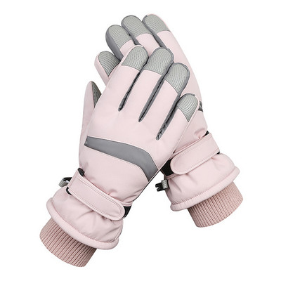 Žieminės snieglenčių slidinėjimo pirštinės su pilnu pirštu PU vilnos jutiklinis ekranas, atsparus vandeniui motociklo dviračių važinėjimui terminis šiltas sniego pirštinės vyrams, moterims