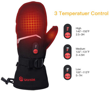 Savior Heat Heat Зимни отопляеми ръкавици, ръкавици без ръкави за мъже, жени, топли, отопляеми ски, акумулаторна батерия, спортни ръкавици на открито S66E