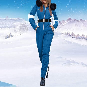 Γυναικείες σουίτες για χειμερινό σκι Sports Jumpsuit Αδιάβροχο με αφαιρούμενο κολάρο Πατινάζ για υπαίθριο αθλητικό φερμουάρ μόδας στολή για σκι