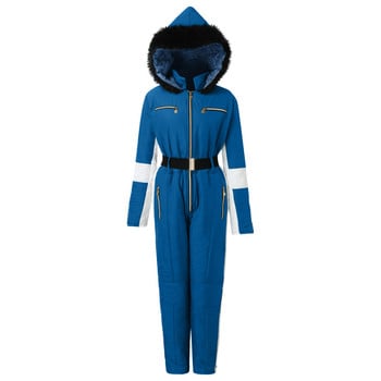 Γυναικείες σουίτες για χειμερινό σκι Sports Jumpsuit Αδιάβροχο με αφαιρούμενο κολάρο Πατινάζ για υπαίθριο αθλητικό φερμουάρ μόδας στολή για σκι