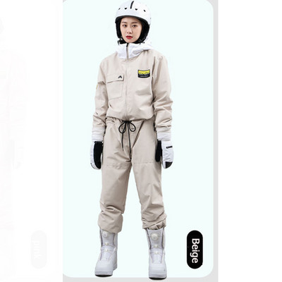 Žieminiai kombinezonai su gobtuvu -30 ℃ Šilti, atsparūs vėjui, varčios, slidinėjimo kostiumas, tiesus užtrauktukas, vientisas moteris ir vyras Lauko sporto slidinėjimo rinkinys