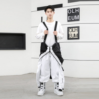 Žieminiai kombinezonai su gobtuvu -30 ℃ Šilti, atsparūs vėjui, varčios, slidinėjimo kostiumas, tiesus užtrauktukas, vientisas moteris ir vyras Lauko sporto slidinėjimo rinkinys