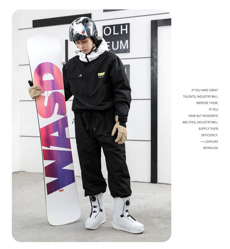 Žieminiai kombinezonai su gobtuvu -30 ℃ Šilti, atsparūs vėjui, varčios, slidinėjimo kostiumas, tiesus užtrauktukas, vientisas moteris ir vyras Lauko sporto slidinėjimo rinkinys