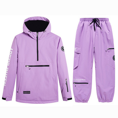 Lyžiarsky overal Dámsky pánsky pevný s kapucňou, nepremokavý, vetruodolný, párový, dievčenský, snowboardový, nohavicový, set, snehové kostýmy, outdoor SK010