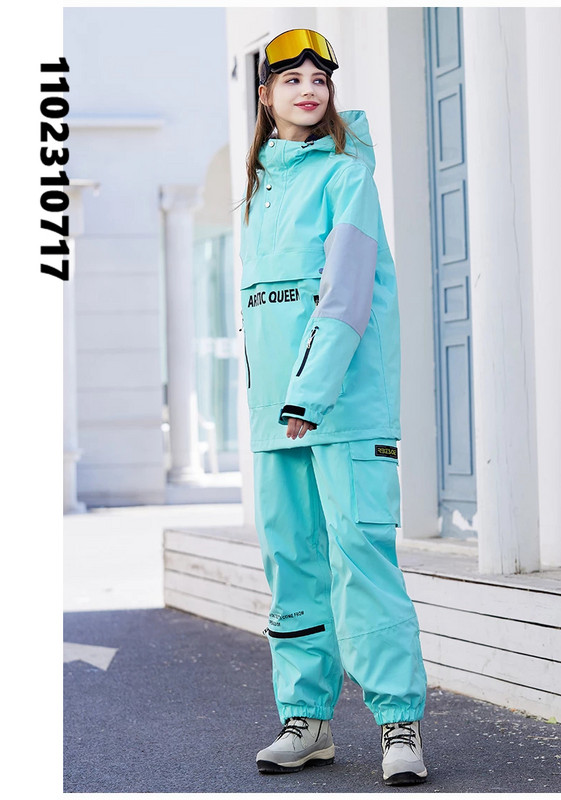 Lyžiarsky overal Dámsky pánsky pevný s kapucňou, nepremokavý, vetruodolný, párový, dievčenský, snowboardový, nohavicový, set, snehové kostýmy, outdoor SK010