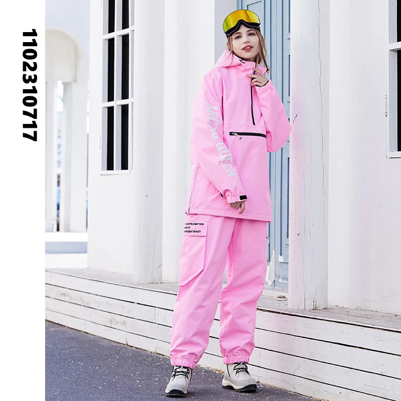 Lyžiarsky overal Dámsky pánsky pevný s kapucňou, nepremokavý, vetruodolný, párový, dievčenský, snowboardový, nohavicový, set, snehové kostýmy, outdoor SK010