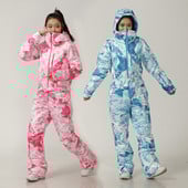 Teplá dámska zimná kombinéza s kapucňou, dámska súprava, lyžiarska kombinéza, športová snowboardingová kombinéza, dámska zimná alpská izolovaná kombinéza