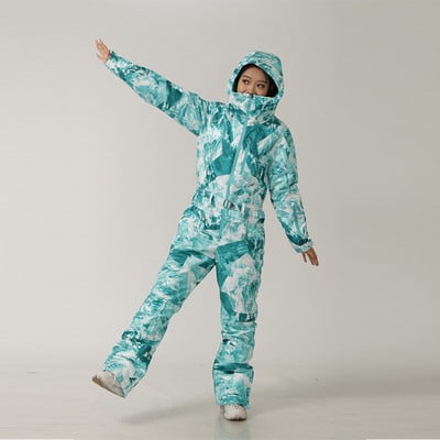 Teplá dámska zimná kombinéza s kapucňou, dámska súprava, lyžiarska kombinéza, športová snowboardingová kombinéza, dámska zimná alpská izolovaná kombinéza