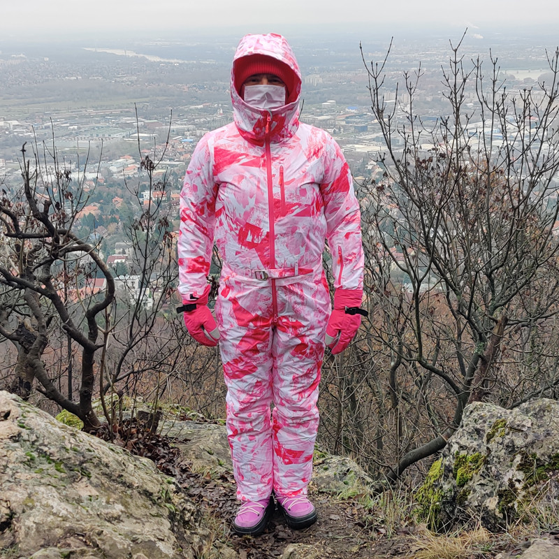 Teplá dámska zimná kombinéza s kapucňou, dámska súprava, lyžiarska kombinéza, športová snowboardingová kombinéza, dámska zimná alpská izolovaná kombinéza