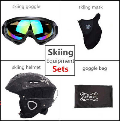 Slidinėjimo įrangos rinkinys Dviejų sluoksnių nuo rasojimo Big Vision snieglenčių akinių kaukė Moterims ir vyrams Slidinėjimas Sniego motociklas Žiemos šiltas Sporto Šalmas