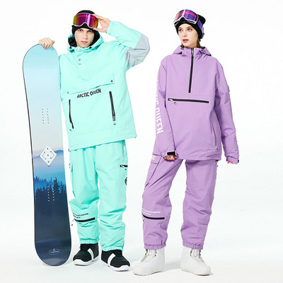 Pánske dámske jednofarebné lyžiarske bundy, lyžiarske nohavice, teplé vetruodolné zimné overaly s kapucňou, nepremokavé outdoorové športové oblečenie, snowboarding