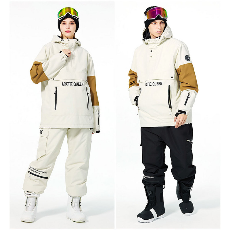 Vyrai Moterys Vienspalvė Slidinėjimo Striukė Slidinėjimo Kelnės Šilti Neperpučiami Žieminiai Kombinezonai Su gobtuvu Neperšlampama lauko sportinė apranga Snieglentė