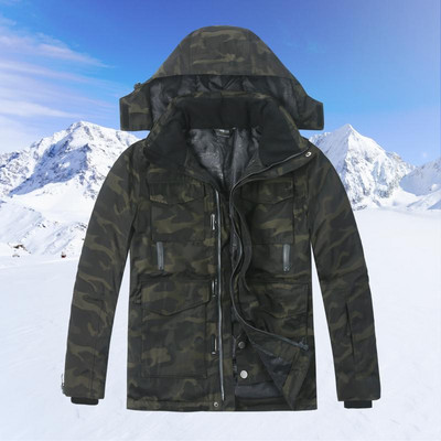 WINTER Costum de schi pentru bărbați rezistent la vânt O singură pereche de seturi de schi Jachetă+pantaloni Coeficient de impermeabilitate 15k Camuflaj Seturi de schi pentru bărbați