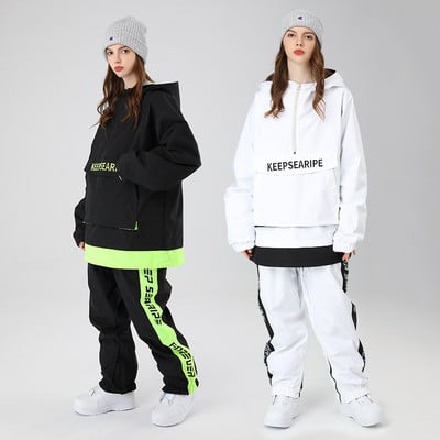 Costume de schi noi Jachete de snowboard în aer liber pentru femei Pantaloni cargo largi pentru bărbați Set de schi Îmbrăcăminte de iarnă Pantaloni de zăpadă Jachete de schi Salopete