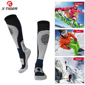 X-Tiger Șosete pentru snowboard Bărbați, iarnă, căldură, șosete termice de schi, încălzitoare lungi pentru picioare Șosete din bumbac gros, sport, ciclism, schi, șosete antiderapante