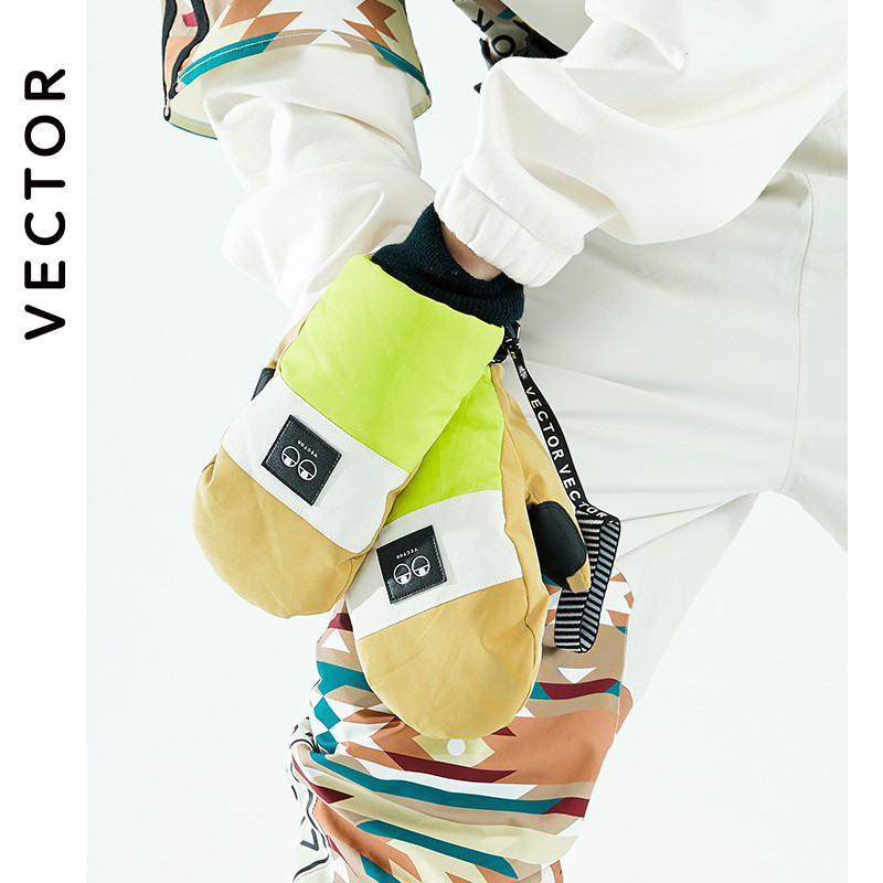 VECTOR Moteriškos profesionalios slidinėjimo pirštinės Ultralengvos -30 laipsnių storio šiltos žieminės vilnos pirštinės, vandeniui atsparios snieglenčių pirštinės