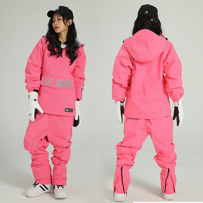 2022 m. žiemos naujas slidinėjimo kostiumas, moteriškas lauko snieglenčių striukė, vėjui atsparus, vandeniui atsparus kombinezonas, pastorintas šiltas slidinėjimo rinkinys, sniego kelnių drabužiai