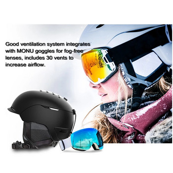 Γυαλιά για κράνος σκι, γενικά χυτό ABS+PC+EPS κράνος σκι υψηλής ποιότητας, αθλήματα εξωτερικού χώρου, κράνος ασφαλείας snowboard και skateboard