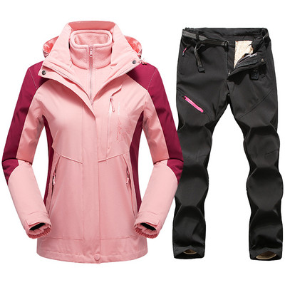 Dámska lyžiarska kombinéza, zimná teplá nepremokavá outdoorová športová snehová bunda a nohavice, dámska lyžiarska výstroj, snowboardová bunda