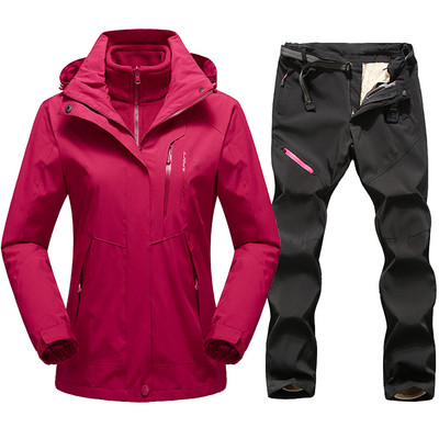 Dámska lyžiarska kombinéza, zimná teplá nepremokavá outdoorová športová snehová bunda a nohavice, dámska lyžiarska výstroj, snowboardová bunda