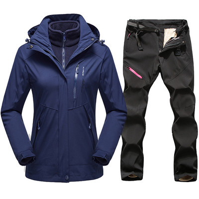 Dámska lyžiarska kombinéza, zimná teplá nepremokavá outdoorová športová snehová bunda a nohavice, dámska lyžiarska výstroj, snowboardová bunda