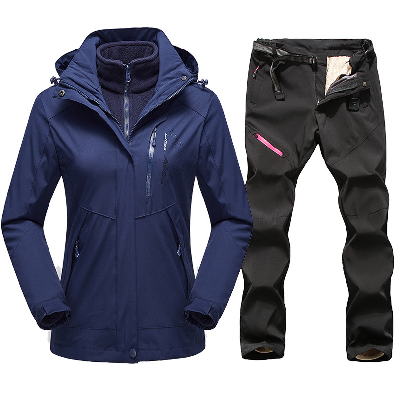 Dámska lyžiarska kombinéza, zimná teplá nepremokavá outdoorová športová snehová bunda a nohavice, dámska lyžiarska výstroj, snowboardová bunda