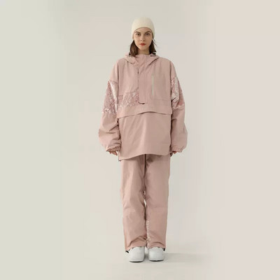 Naujas slidinėjimo kostiumas moteriškas lauko snieglenčių striuke Kombinezonas Vyriškas slidinėjimo komplektas su gobtuvu Šilti žieminiai drabužiai Neperpučiami neperšlampami sniego kelnės