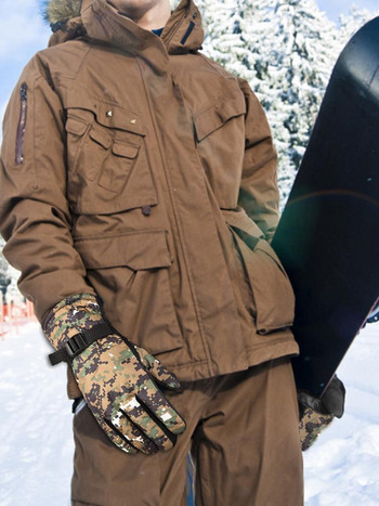 Зимни ръкавици за мъже Камуфлажни ловни ръкавици Ветроустойчиви поларени вътрешни топли ръкавици Неплъзгащ се дизайн за студено време на открито