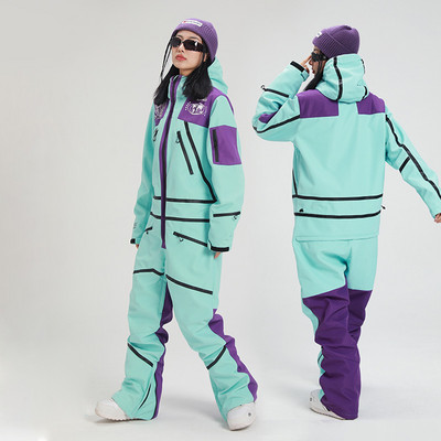 Moteriškas ir vyriškas slidinėjimo kombinezonas žieminis lauko šiltas, atsparus vėjui ir vandeniui atsparus vientisas slidinėjimo kostiumas Naujas moteriškas vyriškas snieglenčių kostiumas