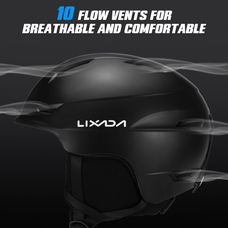 Lixada snieglenčių šalmas su nuimama ausine Vyriška Moterų saugaus slidinėjimo šalmas su akiniais fiksuota juosta Profesionalus slidinėjimo sniegas