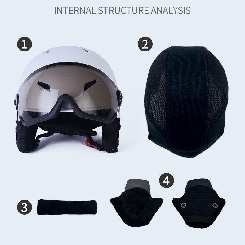 Cască de schi caldă iarnă pentru adulți cu ochelari de protecție pentru sporturi în aer liber Cască de schi snowboarding Echipament de protecție pentru cap Bărbați și femei