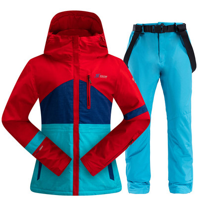 Moteriškas slidinėjimo kostiumas žiemai, šiltas, atsparus vėjui, vandeniui atsparus snieglenčių kostiumas Slidinėjimo striukė Slidinėjimo kelnės Moteriškas kvėpuojantis slidinėjimo kostiumas Slidinėjimo įranga