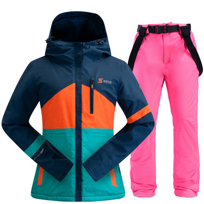 Moteriškas slidinėjimo kostiumas žiemai, šiltas, atsparus vėjui, vandeniui atsparus snieglenčių kostiumas Slidinėjimo striukė Slidinėjimo kelnės Moteriškas kvėpuojantis slidinėjimo kostiumas Slidinėjimo įranga