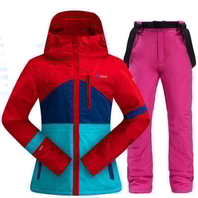 Moteriškas slidinėjimo kostiumas žiemai, šiltas, atsparus vėjui, vandeniui atsparus snieglenčių kostiumas Slidinėjimo striukė Slidinėjimo kelnės Moteriškas kvėpuojantis slidinėjimo kostiumas Slidinėjimo įranga
